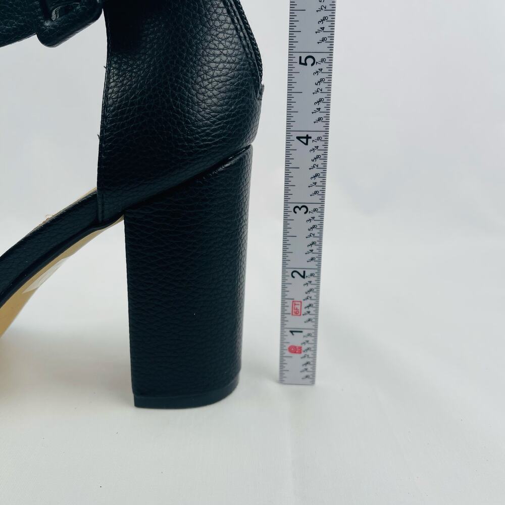 Nicole Miller Women Black Block Heel Sandals Buckle Back Zip Shoes Size 9 - Picture 12 of 12